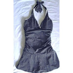 JACLYN SMITH Polka Dot Ruched Swim Dress Sz 6